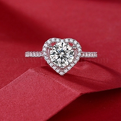 Rhodinierte 925 Sterling Silber Micro Pave Zirkonia verstellbare Ringe&nbsp;AJEW-U007-20P