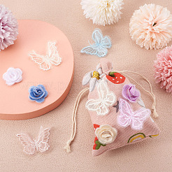 24 stücke 12 stil 3d rose organza spitze stickerei & schmetterling ornament zubehör&nbsp;DIY-BT0001-48