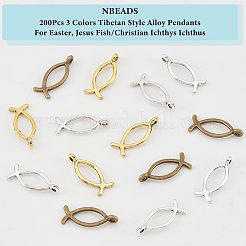 90pcs 15 estilos colgantes de aleación de estilo tibetano&nbsp;TIBE-NB0001-12