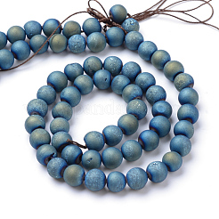 Galvanisierte natürliche Druzy Geode Achat Perlenstränge&nbsp;X-G-R345-8mm-54