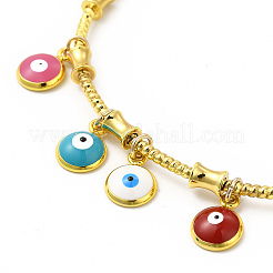 Bracelet manchette breloques mauvais œil en émail coloré&nbsp;BJEW-E073-09G-05