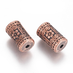 Perles de colonne de motif de fleur en alliage de style tibétain&nbsp;X-TIBEB-7424-R-NR