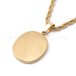 Collier pendentif ovale avec fleur&nbsp;NJEW-G074-44G