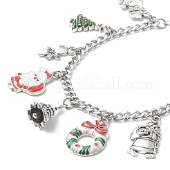 Charm-Armband aus Emaille mit Weihnachtsbaum&nbsp;BJEW-TA00252