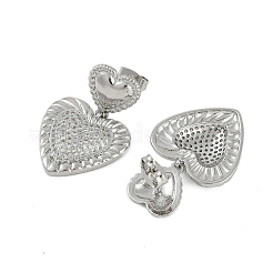 Aretes con forma de corazón de latón chapado en estante para mujer&nbsp;EJEW-D280-06P