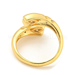 Offene Manschettenringe aus Messing mit Mikropflaster und klarem Zirkonia in Herzform für Damen&nbsp;RJEW-L121-040G