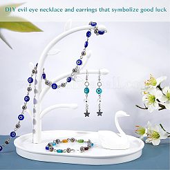 Lampwork fatti a mano rotonda piatto male perle di occhio catene per collane bracciali fare&nbsp;AJEW-NB0002-10