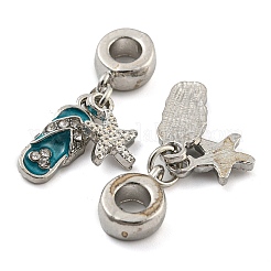 Gestell-Plating-Legierung Emaille Hausschuhe & Seestern europäischen baumelnden Charme&nbsp;FIND-B034-02P