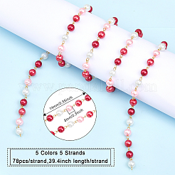 5 Stück 5-farbige handgefertigte Glasperlenkette&nbsp;AJEW-CA0003-32