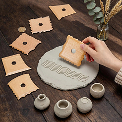 6 strumento per modellare i piedi in ceramica e legno&nbsp;DIY-UN0008-61