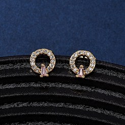 Ring-Ohrstecker aus Messing mit Mikropavé-Kubikzirkonia&nbsp;EJEW-K267-37G