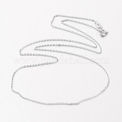 Rhodinierte 925-Sterlingsilber-Kabelkettenhalsketten&nbsp;NJEW-N0048-39-18