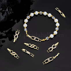 8 pz. 4 stili di fermaglio per cinturino per orologio con fiocco in ottone placcato e zirconi cubici trasparenti&nbsp;ZIRC-ME0001-04G