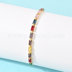 Bracciali scorrevoli rettangolari in ottone con micro pavé di zirconi cubici&nbsp;KK-A305-02G-06