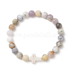 Braccialetti elastici con perline di opale africano naturale e turchese sintetico per donne e uomini&nbsp;BJEW-JB13313
