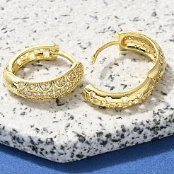 Orecchini a cerchio in ottone chiaro con zirconi cubici&nbsp;EJEW-M047-24G