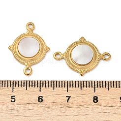 Dijes de conector redondo plano de concha blanca natural de acero inoxidable 304&nbsp;STAS-L288-14G-02
