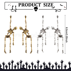 2 Paar 2 Farben Legierung Skelett Totenkopf Ohrstecker für Halloween&nbsp;EJEW-FI0001-11