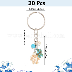 20 portachiavi con ciondolo in turchese sintetico a forma di tartaruga con stella marina&nbsp;KEYC-CP0001-47B