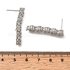 Ohrstecker aus Messing mit Mikropavé und klaren Zirkonia-Quasten&nbsp;EJEW-P322-11P