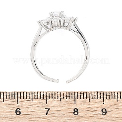 Anillos de latón con micro pavé de circonita cúbica transparente para mujer&nbsp;RJEW-A062-03P