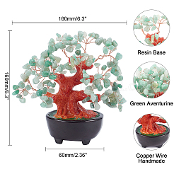 Arbre d'argent à puce d'aventurine verte naturelle&nbsp;DJEW-WH0015-19