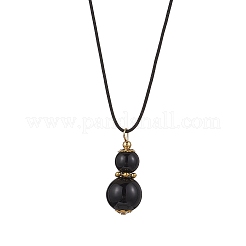 Halsketten mit Anhänger aus natürlichem schwarzem Onyx (gefärbt und erhitzt)&nbsp;NJEW-JN05246-01