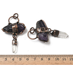 Grands pendentifs en améthyste naturelle et cristal de quartz&nbsp;G-H332-07R-02