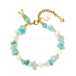 Braccialetti con ciondoli a forma di pesce in ottone smaltato&nbsp;BJEW-JB14062-01