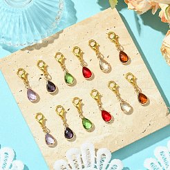 12 pz 6 colori decorazioni pendenti in ottone e vetro a goccia&nbsp;HJEW-JM02738