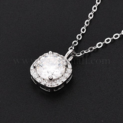 925 quadratischer Anhänger aus Sterlingsilber mit Pavé-Fassung aus klaren Zirkonia und KristallStrassen&nbsp;NJEW-T018-60P
