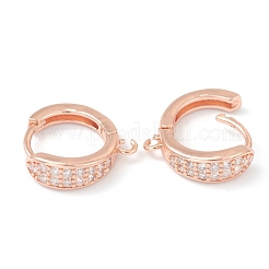 Reperti per orecchini a bottone in zircone chiaro con micro pavé di ottone&nbsp;ZIRC-L097-024