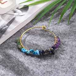 Bracelets de perles en copeaux de pierre mélangés naturels et synthétiques&nbsp;BJEW-JB05651-01