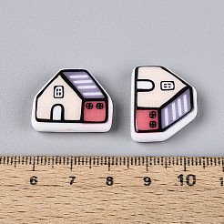 Perles de résine opaques imprimées&nbsp;RESI-N043-09B-03