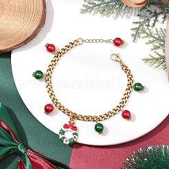 Tema natalizio lega smalto ghirlanda di natale ciondoli bracciali per le donne&nbsp;BJEW-JB11135