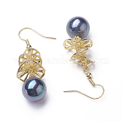 Ohrringe aus synthetischer Muschelperle&nbsp;EJEW-P179-03G-03