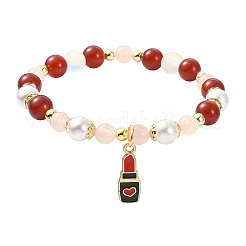 Bracelet extensible en perles rondes mélangées naturelles et synthétiques&nbsp;BJEW-JB09588
