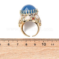 Halbrunde Manschettenringe aus natürlich gefärbter Jade mit Zirkonia&nbsp;RJEW-M076-01G-04
