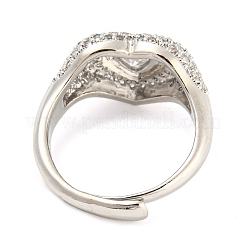 Anello regolabile a cuore smaltato con zirconi chiari&nbsp;RJEW-Q781-01P-01