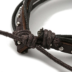 Bracelet multi-brins tressé en cuir PU réglable et cordons cirés&nbsp;BJEW-F468-07