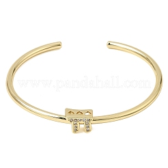 Bracelets manchettes en laiton micro pavé avec zircone cubique transparente pour femmes&nbsp;KK-CBAED06-08B-G