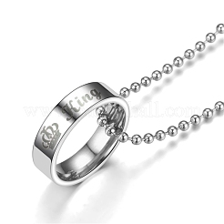 Colliers avec pendentifs en acier inoxydable 201 gravés avec anneau royal pour couple&nbsp;FS-WGB8CCA-01