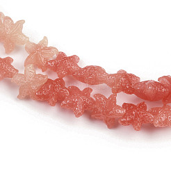 Brins de perles sculptées teintées en corail synthétique&nbsp;SHEL-K007-18A