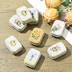 8 x Aufbewahrungsboxen aus Weißblech mit Blumenmuster&nbsp;CON-YW0001-97