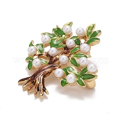 Broche en émail sapin de noël avec perle en résine&nbsp;JEWB-A004-31G