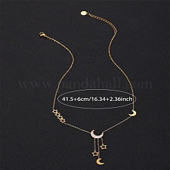 Collane con ciondolo a forma di stella lunare in acciaio inossidabile 304 e conchiglia naturale&nbsp;FS-WG19BD0-01