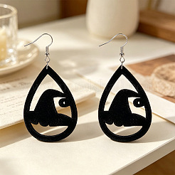 Boucles d'oreilles pendantes en fer et faux daim pour femmes&nbsp;WG84FD9-01