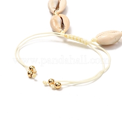 Bracelets de cheville en perles tressées en coquillage cauri naturel pour fille femme&nbsp;AJEW-AN00453-02