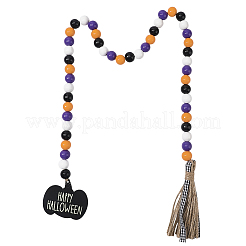 Decorazione rotonda di perline di legno per Halloween&nbsp;AJEW-WH20019-61