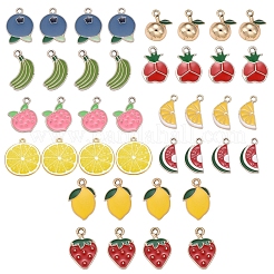 40pcs 10 ciondoli in smalto in lega placcati oro chiaro tema frutta&nbsp;ENAM-ZZ0001-09